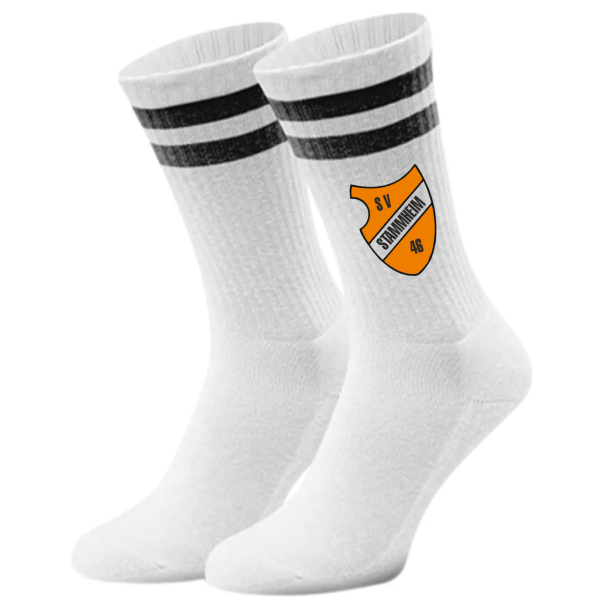 Socken Weiß mit schwarzen Streifen und SVS Logo
