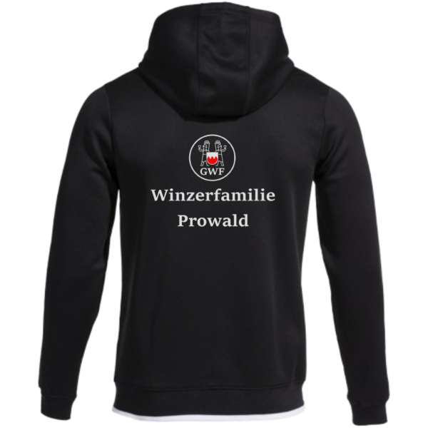 Kapuzenjacken schwarz mit Logos und Initialen